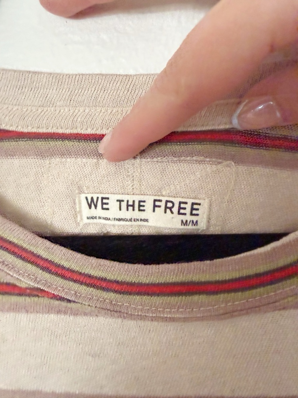 We the Free Nina Stripe Long Sleeve Tee in Neutral Combo Sz M - Picture 4 of 10